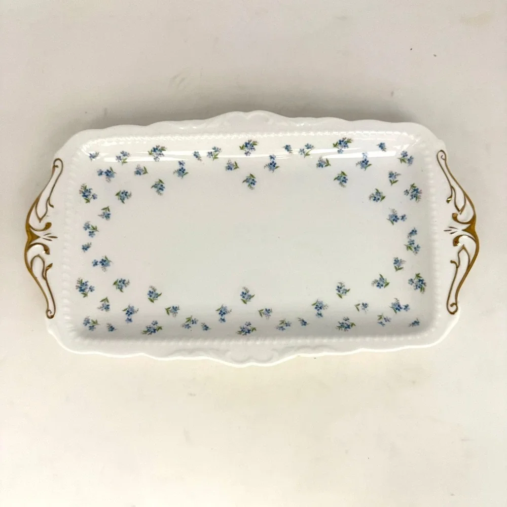 Royal Albert Blue Heaven Teapot Bone China Blue Floral Gold Trim 2 Trays Vintage